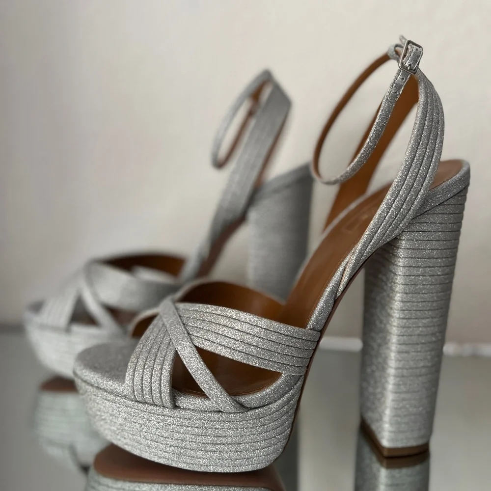 New Aquazzura Sundance Platform Glitter Sandals 40 $950